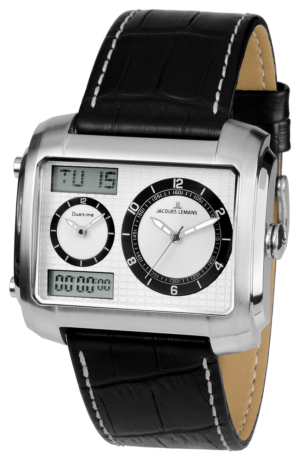 Bild von JACQUES LEMANS Herrenuhr Madrid Lederarmband massiv Edelstahl 1-1708B