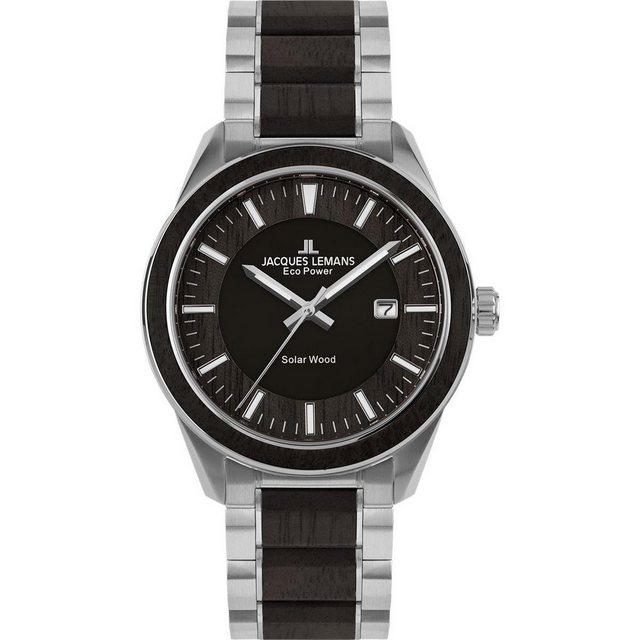 Bild von Jacques Lemans Solaruhr Jacques Lemans Herrenuhr Eco Power Solar 1-2116G Edelstahl, Holz, (1-tlg)