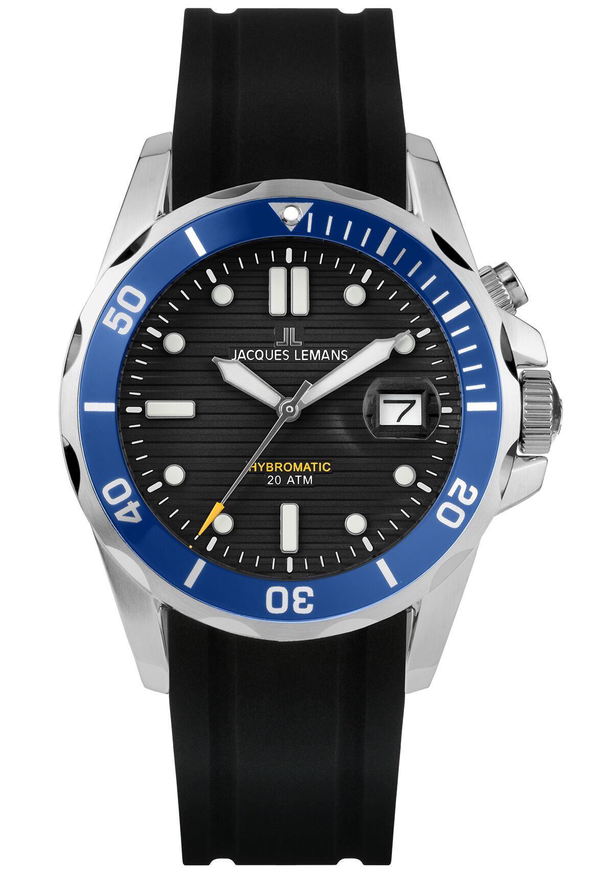 Bild von Jacques Lemans Kineticuhr Hybromatic 1-2170D, Armbanduhr, Herrenuhr, Silikonarmband, analog, Tag