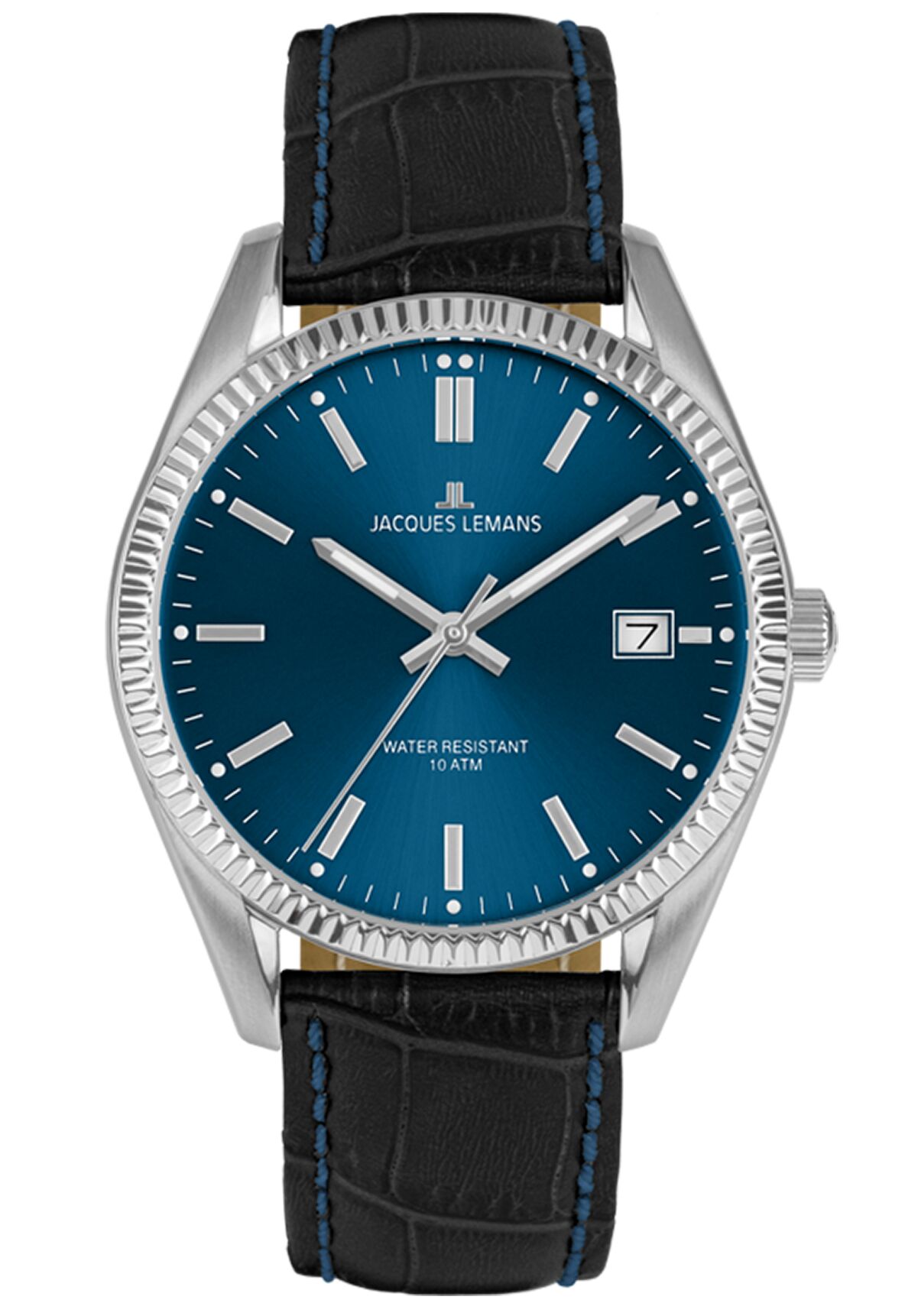 Bild von JACQUES LEMANS Damenuhr 'Jubiläums Kollektion 50 Jahre' Derby 34 MM 10 ATM Datum mit Lederband 50-4R