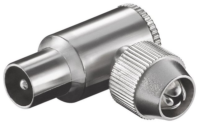 Bild von Koax-Winkelstecker mit Schraubbefestigung, schraubbarer Koax-Stecker aus Metall (11487) - Goobay