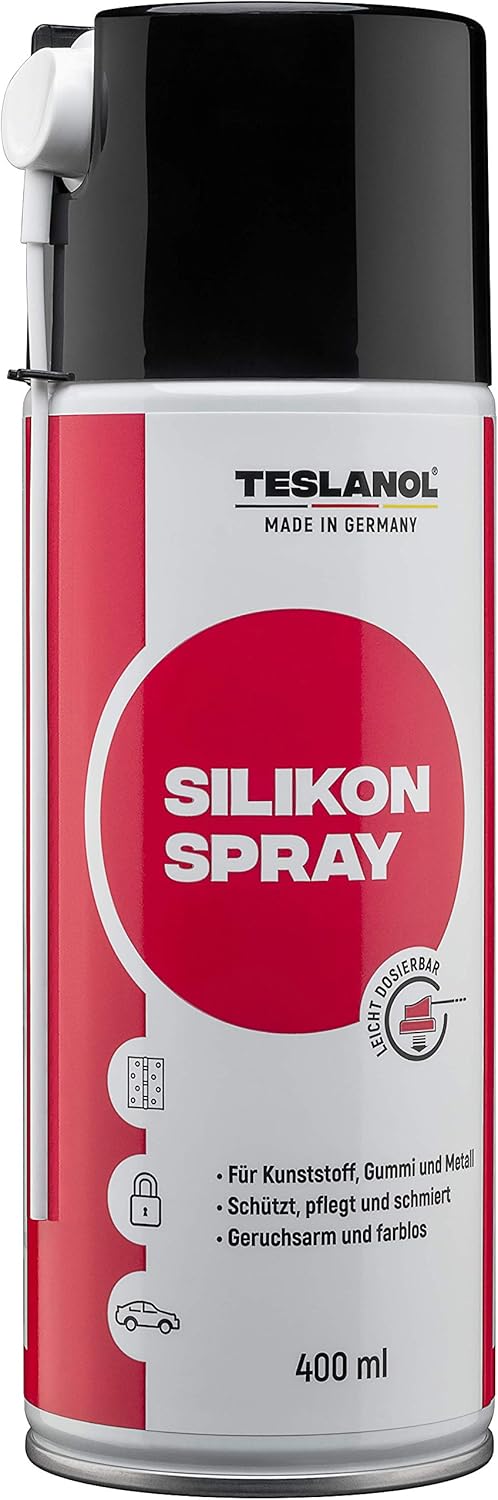 Bild von TESLANOL 26042 Silikonspray zur Reinigung & Pflege / Schmiermittel für Gummi Kunststoff & Metall / Silikon Spray Silikonfettspray für Fenster & Türen / Dose 400ml