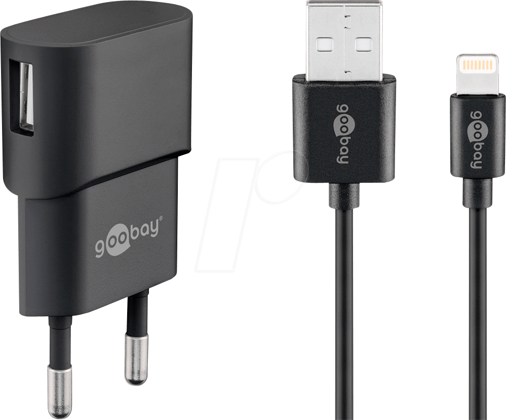 Bild von Goobay Apple Lightning Ladeset 1 A, 1 m - Netzteil mit Apple Lightning Kabel (45294)