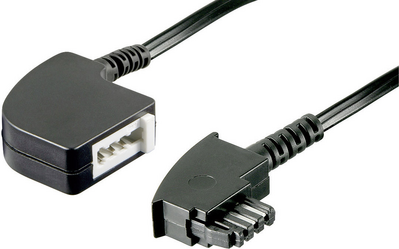 Bild von Basetech Telefon (analog) Verlängerungskabel [1x TAE-F-Stecker - 1x TAE-F-Buchse] 15.00 m Schwarz (BT-1602134)
