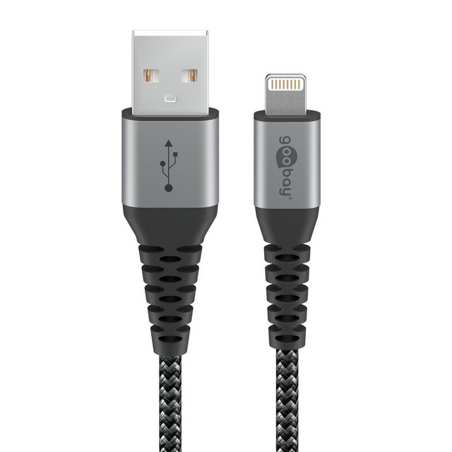 Bild von Wentronic goobay - Lightning-Kabel - USB männlich bis Lightning männlich - 2,0m - Grau, Schwarz - für Apple iPad/iPhone/iPod (Lightning) (49269)