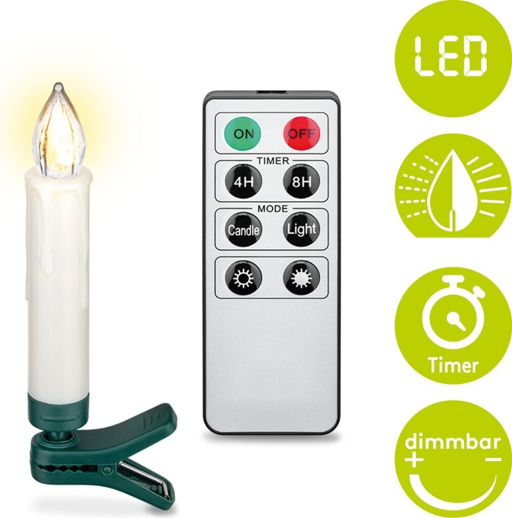Bild von Goobay LED-Weihnachtsbaumkerzen kabellos 10 x 1,5 cm weiß 20 Stk. (53942)