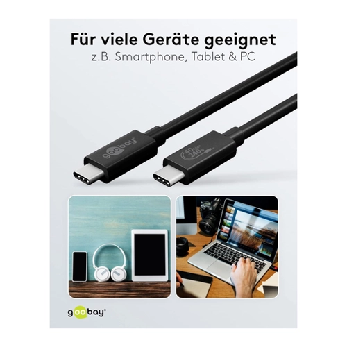 Bild von Goobay Sync & Charge USB-C™-Kabel, USB4™ Gen 3x2, 240 W, 0,7 m