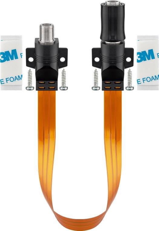 Bild von Wentronic Goobay Wasserdichte SAT Fensterdurchführung, extrem flach (0,3mm), Braun-Schwarz, 0.2 m - F-Buchse  F-Buchse (71408)