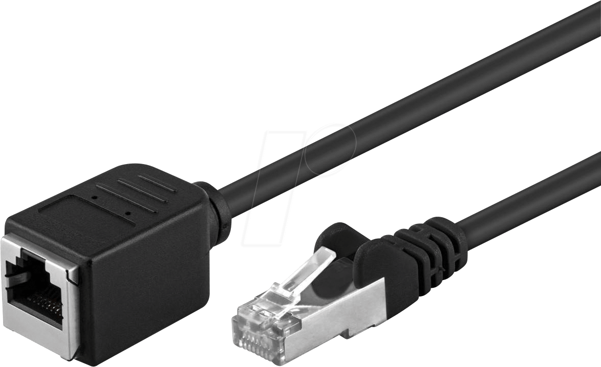 Bild von Wentronic goobay - Netzwerkverlängerungskabel - RJ-45 (M) bis RJ-45 (W) - 50 cm - Foiled Unshielded Twisted Pair (F/UTP) - CAT 5e - geformt, robust - Schwarz (73386)