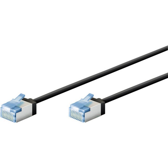 Bild von Goobay Ultraflexibles CAT 6A Patchkabel slim U/FTP schwarz - extrakurze Stecker reiner (74317)