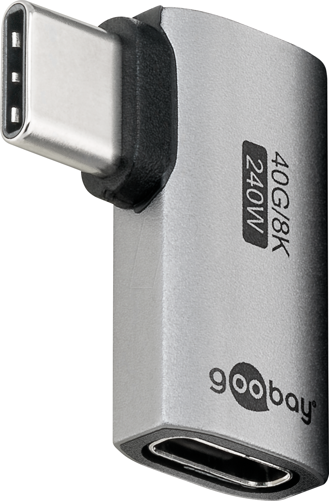 Bild von goobay USB-C Adapter 240W 40 Gbit Verlängerung 90° horizontal USB4 (Stecker auf Buchse) / USB 4.0 Adpter 8K@60 Hz, abwärtskompatibel USB 3.1, USB 2.0/74441