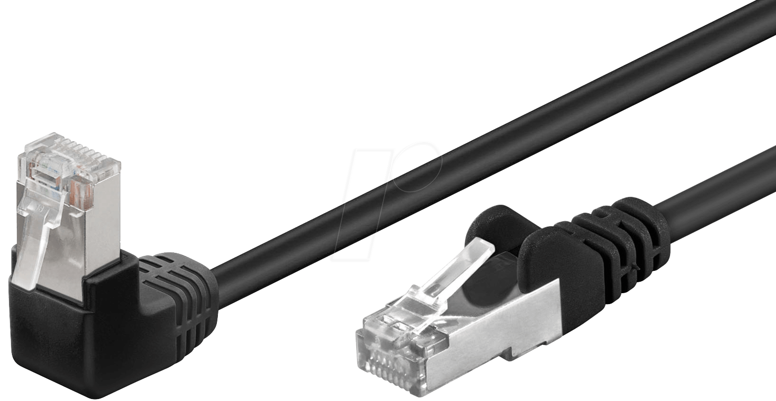 Bild von Wentronic Goobay - Netzwerkkabel - RJ-45 (M) - RJ-45 (M) - 10,0m - Foiled Unshielded Twisted Pair (F/UTP) - CAT 5e - gepresst, glatt, 90-Grad-Anschluss - Schwarz (94191)