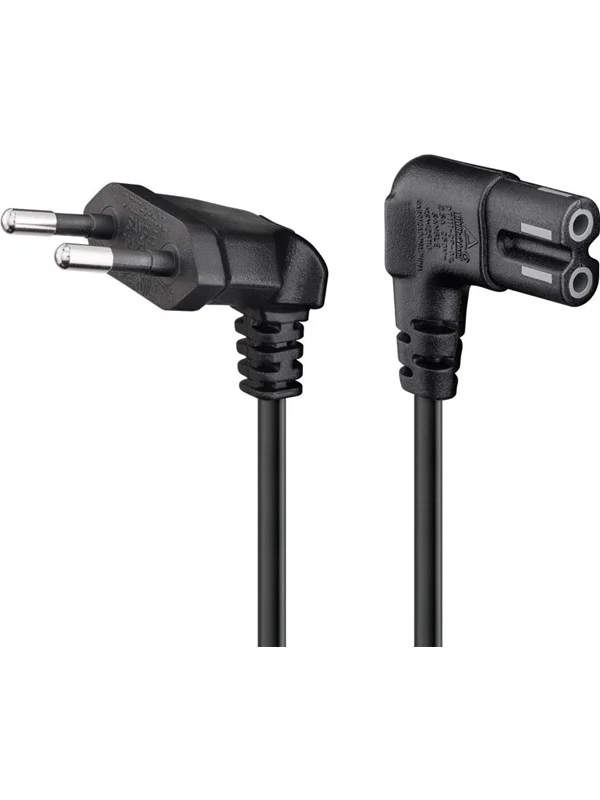 Bild von Euro-Netzkabel mit Doppelnutkupplung, schwarz, 5m, 90° - Goobay
