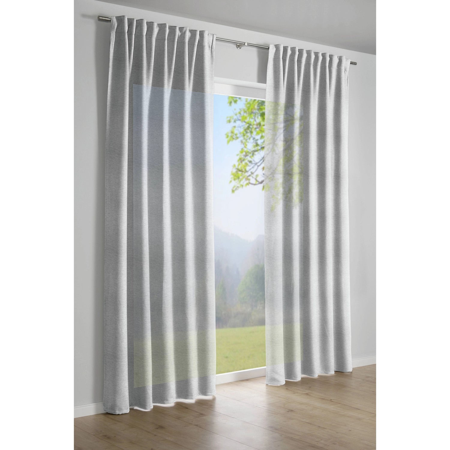 Bild von Sehlbach Gardine "Schal Jacquard-Voile Webmuster" Schlaufen 1 Stk. tlg. mit Gardinenband und verdeckten Schlaufen