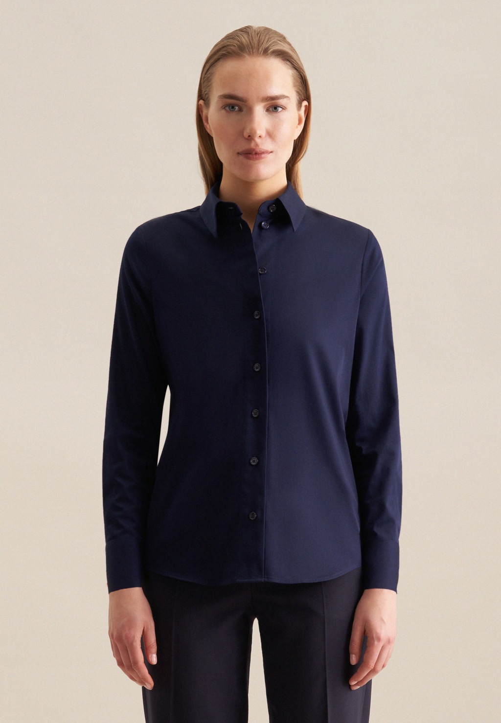 Bild von seidensticker Hemdbluse "Schwarze Rose", Langarm Kragen Uni