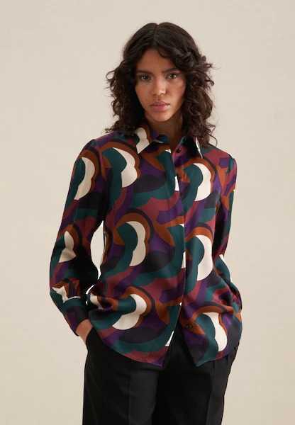 Bild von seidensticker Hemdbluse »Schwarze Rose«, Langarm Kragen Druck