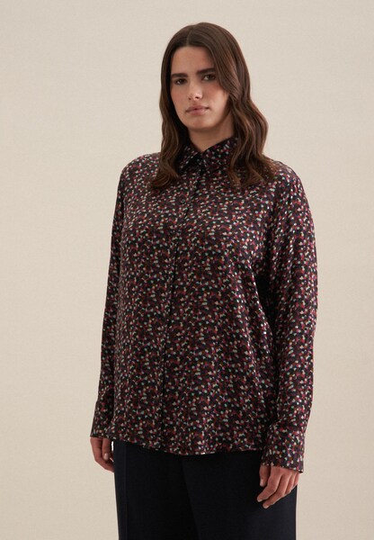 Bild von seidensticker Hemdbluse »Schwarze Rose«, Langarm Kragen Druck