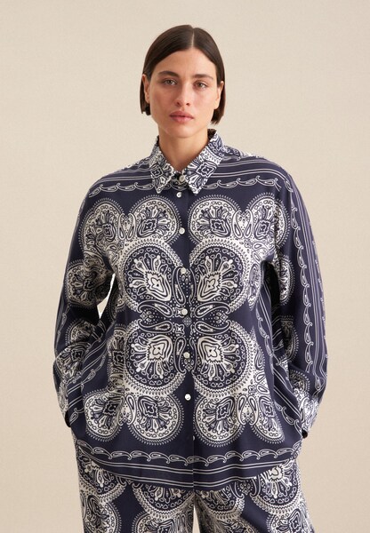 Bild von seidensticker Hemdbluse »Schwarze Rose«, Langarm Kragen Tuchprint