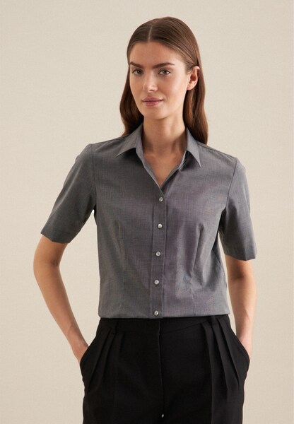 Bild von seidensticker Hemdbluse »Schwarze Rose«, Kurzarm Kragen Uni