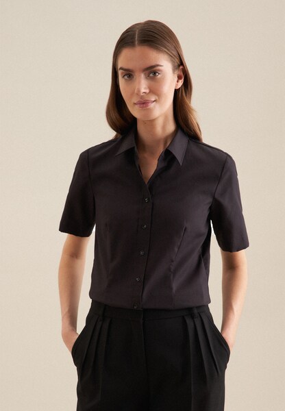 Bild von seidensticker Hemdbluse »Schwarze Rose«, Kurzarm Kragen Uni