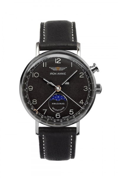 Bild von Iron Annie Herrenuhr Quarz mit Mondphase und Lederarmband