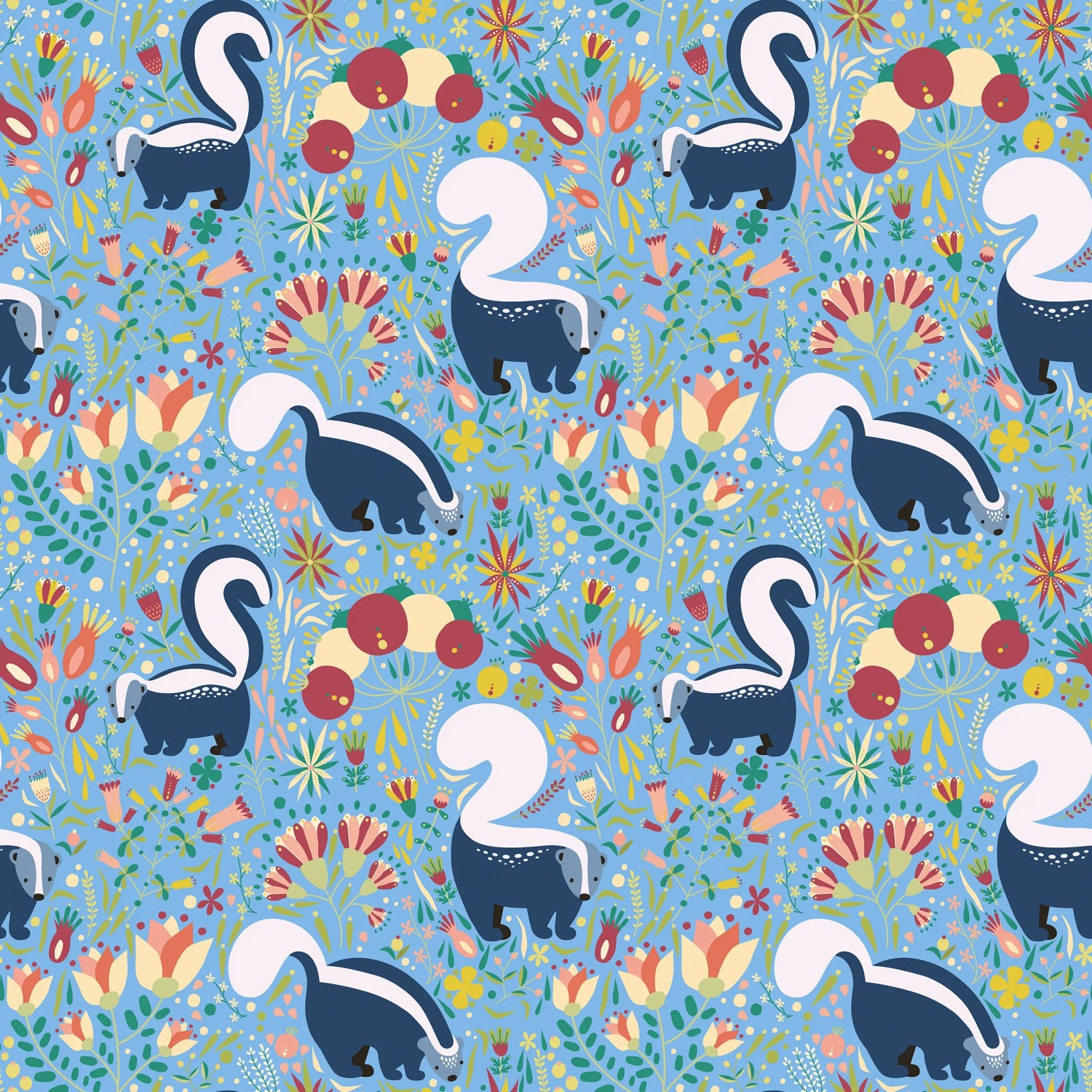 Bild von Lilly B. Vliestapete Skunk Blue 10,05x0,53m Blau FSC®