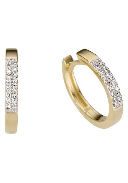Bild von Firetti Paar Creolen »Schmuck Geschenk Gold 585, teilw. rhodiniert, massiv«, mit Brillant - Verschnittfassung