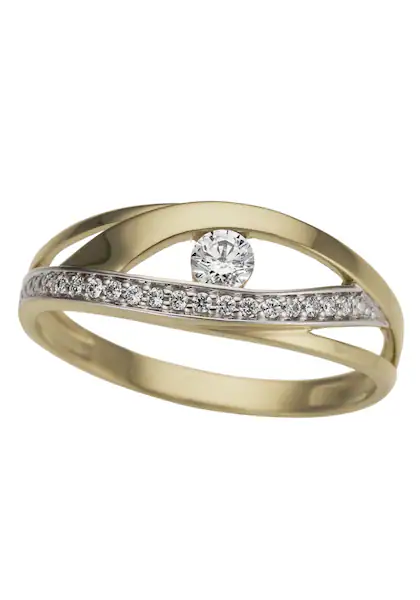 Bild von Firetti Goldring »Schmuck Geschenk Gold 333 bicolor, zweifarbig, verschlungene Optik«, mit Zirkonia (synth.)
