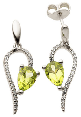 Bild von Firetti Paar Ohrstecker »Schmuck Geschenk Gold 333 Ohrschmuck Farbstein Edelstein«, mit Granat oder Peridot - mit Brillant