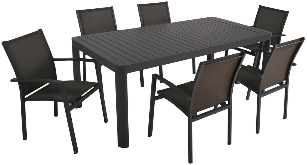 Bild von 7 teilig Sitz-Gruppe Tisch Gruppe ALU Dunkelgrau Streber Garten Veranda Terrasse