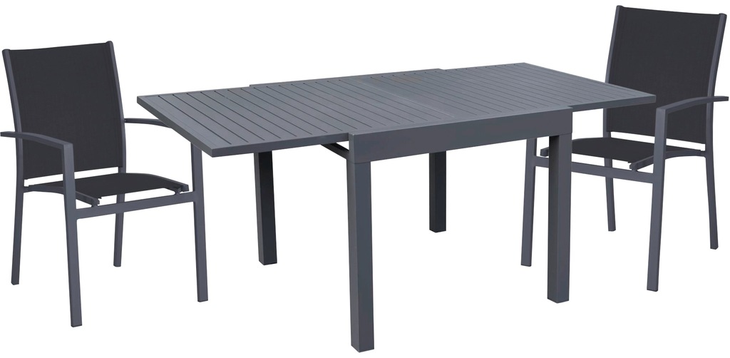 Bild von Harms Import Stuhl, 3-Teilig Tisch Gruppe ALU Dunkelgrau Garten Sitz-Gruppe Veranda