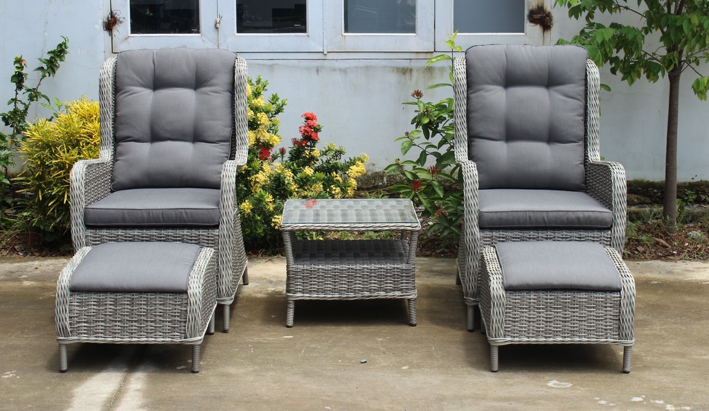 Bild von Garden Pleasure Garten-Essgruppe ", Sessel-Set "VALENCIA"", (Set), 2 Sessel, 2 Hocker, Tisch LxB: 48x50 cm, inkl Auflagen