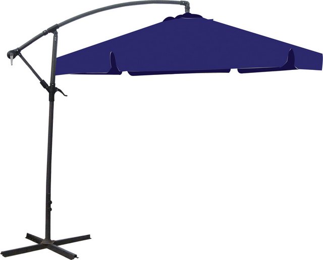 Bild von GARDEN PLEASURE Ampelschirm, Format: 300 cm cm, sechseckig, abknickbar - blau