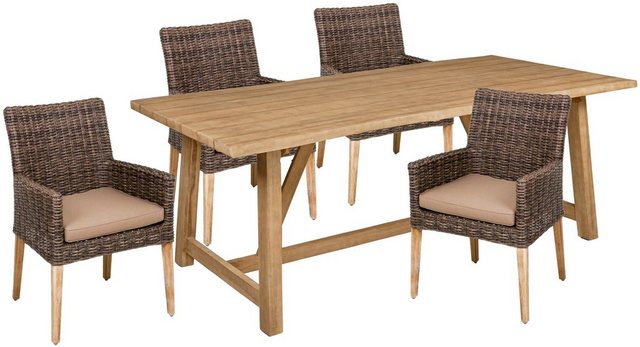 Bild von Garden Pleasure Garten-Essgruppe "OAKLAND", (5 tlg.), mit bequemer Polsterung