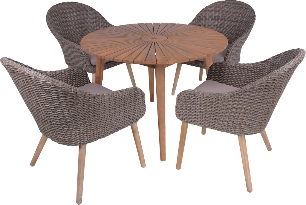 Bild von Garden Pleasure Garten-Essgruppe ", Tischgruppe "FREMONT/PUEBLO Set 01"", (Set), 4 Sessel, Tisch LxB: 110x110 cm, inkl Auflagen