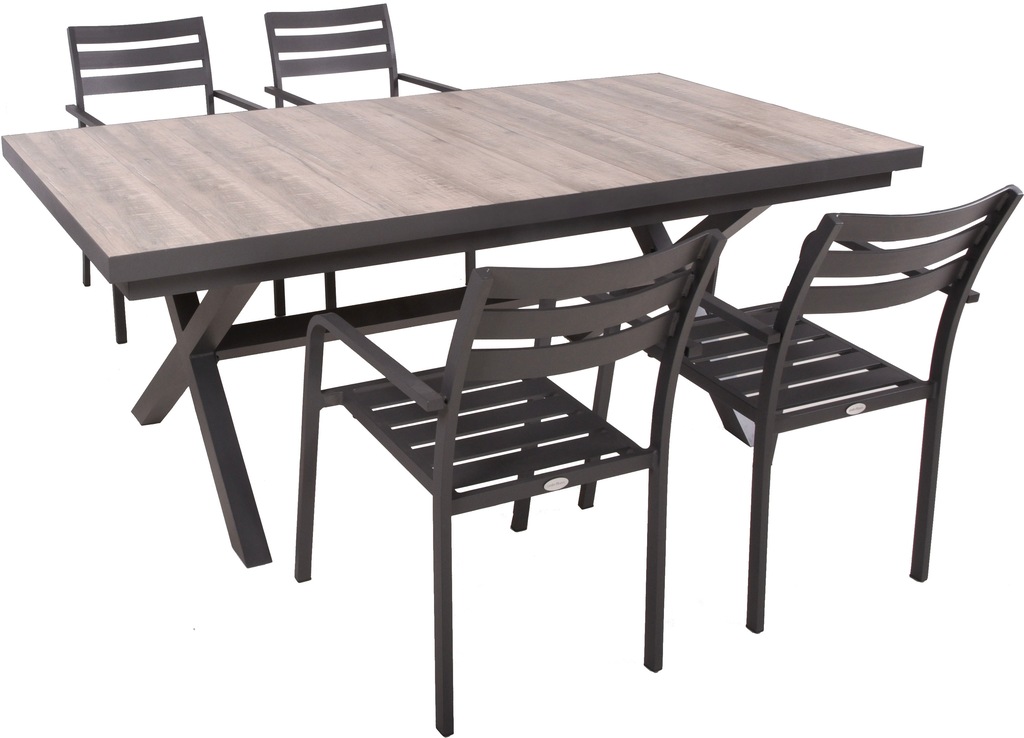 Bild von Garden Pleasure Garten-Essgruppe ", Tischgruppe "RANA/TREVISO Set 01"", (Set), 4 Stühle (stapelbar), Tisch LxB: 202x100 cm