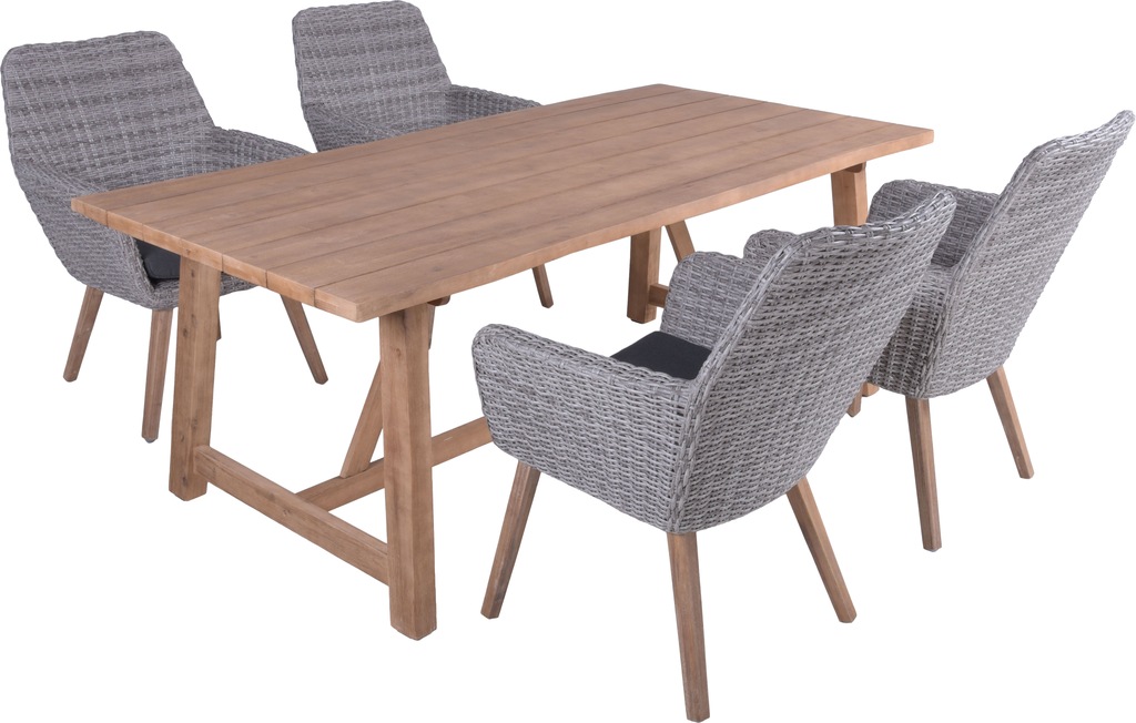 Bild von Garden Pleasure Garten-Essgruppe ", Tischgruppe "OAKLAND/RAPALLO Set 01"", (Set), 4 Sessel, Tisch LxB: 200x100 cm, inkl Auflagen