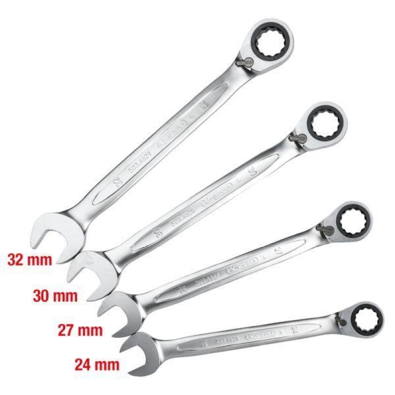 Bild von KS Tools, Schraubenschlüssel, GEARplus Ratschenringmaulschlüssel-Satz, umschaltbar, 4-tlg (32 mm, 30 mm, 24 mm, 31 mm, 29 mm, 27 mm, 28 mm, 25 mm, 26 mm)