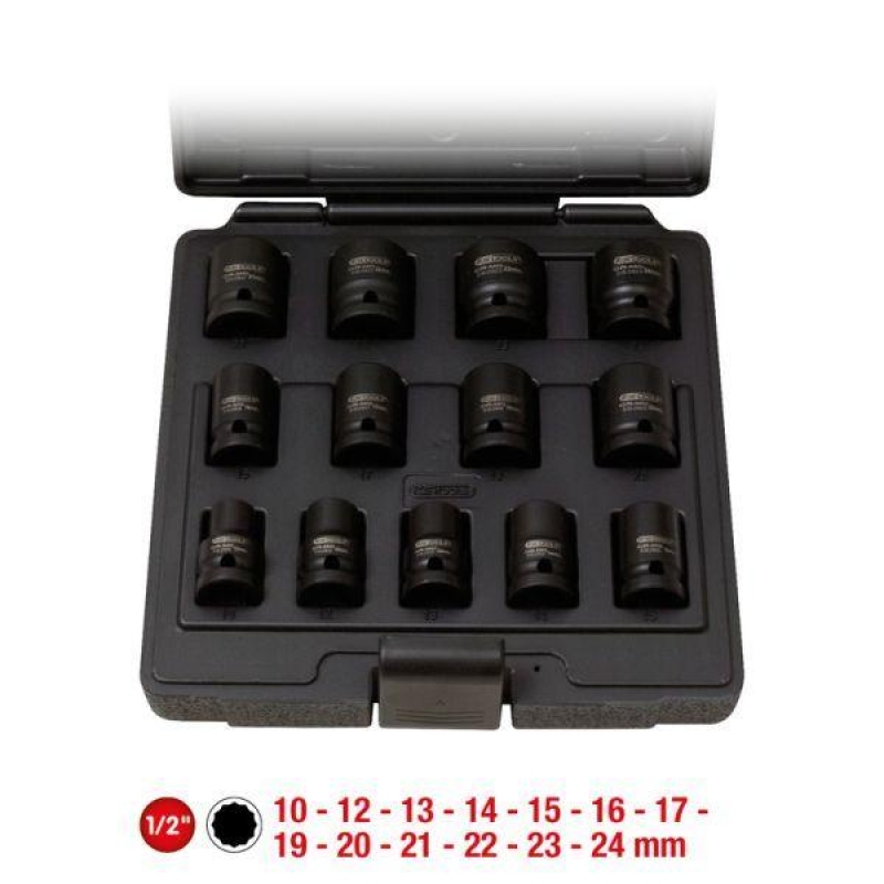 Bild von KS Tools Stecknuss 1/2" 12-kant-Kraft-Stecknuss-Satz, kurz, 13-tlg