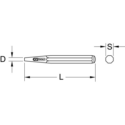 Bild von KS Tools 162.0349 Durchtreiber, 8-kant, FormD, Ø 9mm