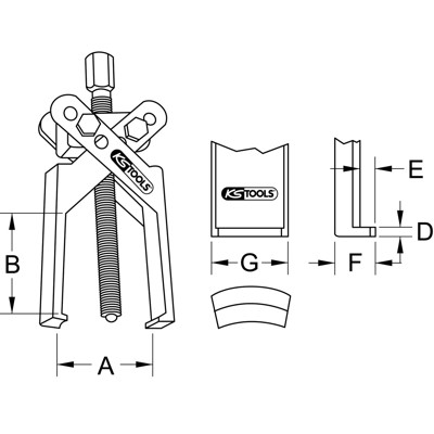 Bild von KS Tools 6205203 Abzieher Spannbereich (Details) 15 - 140mm Anzahl Haken 2