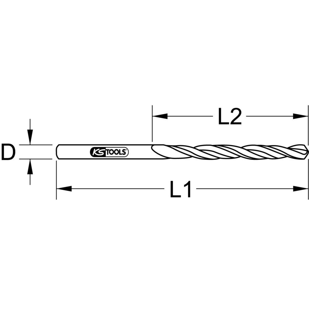 Bild von KS Tools, Bohrereinsatz, HSS-G Co 5 Spiralbohrer, kurz (2 Millimeter)