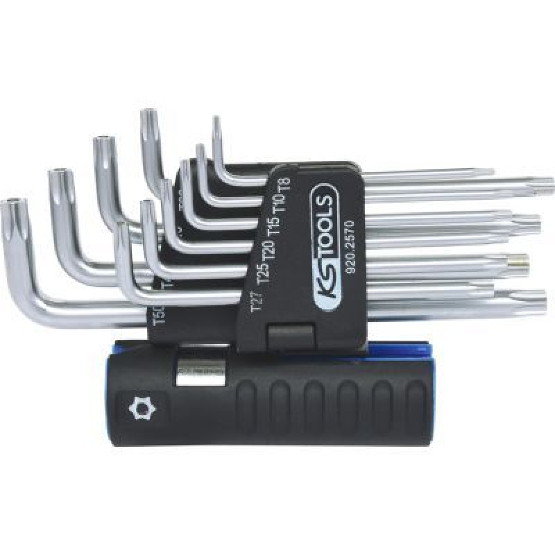 Bild von KS Tools Winkelschlüssel 3 in 1 Torx-Winkelstiftschlüssel-Satz mit Bohrung,10-tlg lang
