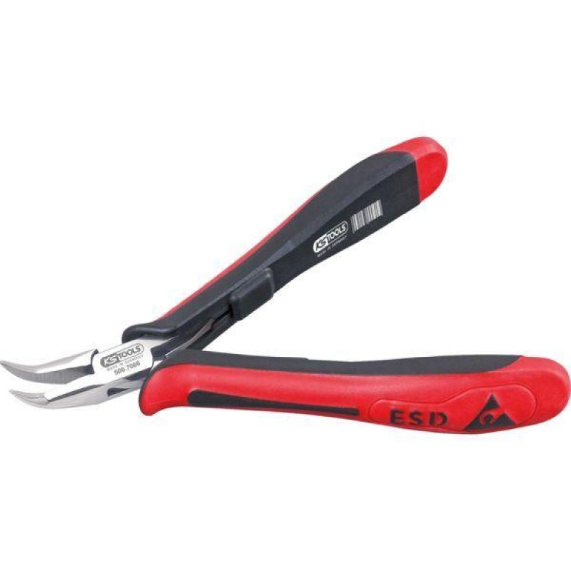 Bild von KS Tools ESD Spitzzange, gebogen, ohne Hieb, 130 mm, gebogene Backen