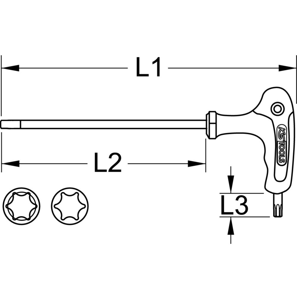 Bild von KS Tools 151.2758 ERGOTORQUEplus T-Griff-Winkelstiftschlüssel TX Kugelkopf,T25