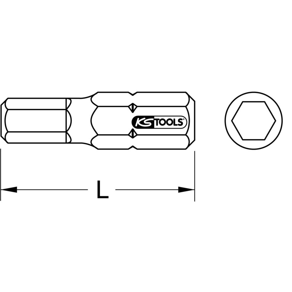 Bild von KS Tools 911.3679 Sechskant-Bit Werkzeugstahl titanbeschichtet C 6.3 5St.