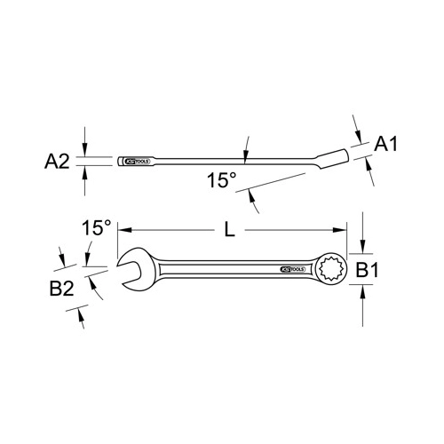 Bild von KS Tools Edelstahl Ringmaulschlüssel 14mm abgewinkelt