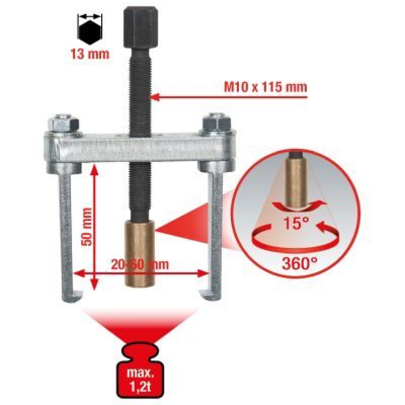 Bild von KS Tools 7001189 Scheibenwischerarm-Abzieher Spannbereich (Details) 20 - 60mm Anzahl Haken 2