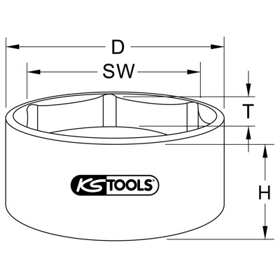 Bild von KS Tools 460.0060 3/4' Achsmuttern-Schlüssel, 6-kant, kurz, 80mm