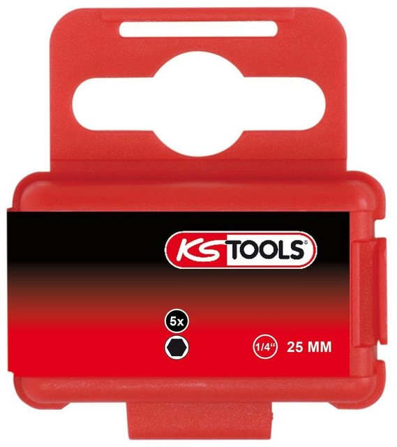 Bild von KS Tools Bohrer- und Bitset 1/4" TORSIONpower Bit Innen6kant, 25mm, 7mm, 5er Pack